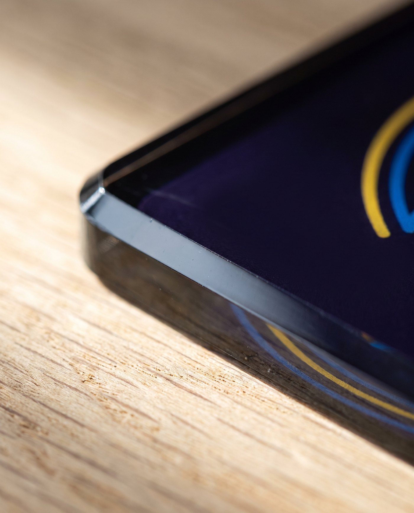 Close detail of the polished acrylic edge